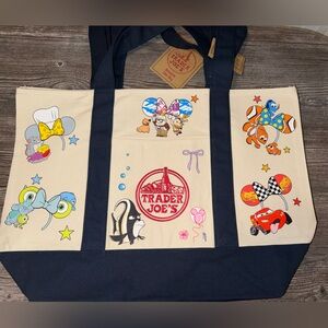 Trader Joe's Navy and Cream Pixar character Tote Bag
